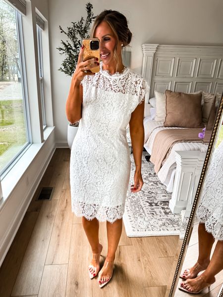 One of my favorite dresses for wedding guest or any upscale fancy event you have year-round this Amazon dress is one of my favorites. It runs true to size and it’s a stretchy lace overlay. I have it in four colors.

#LTKfindsunder50 #LTKmidsize #LTKwedding