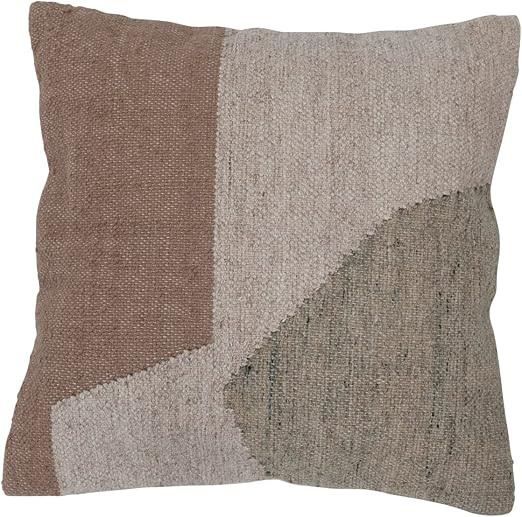 Creative Co-Op Hand-Woven Acrylic Blend Patchwork Kilim Cotton Canvas Back Pillow, 20" L x 20" W ... | Amazon (US)