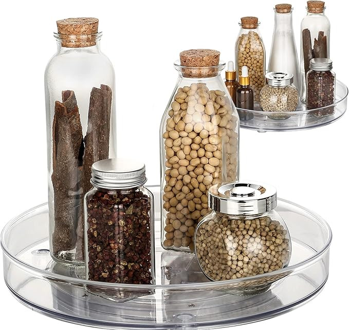 Turntable Organizer Lazy Susans lazy susan spice rack cabinet organizer spinning organizer clear ... | Amazon (US)