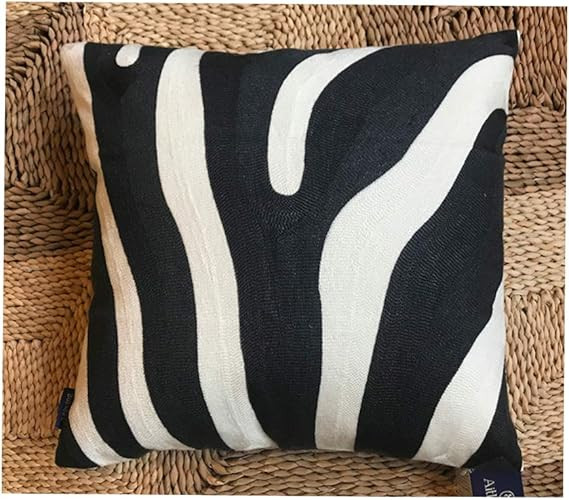 Aitliving Decorative Pillowcase Zebra Animal Stripe Dark Gray Black and White Embroidered Decorat... | Amazon (US)