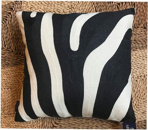 Aitliving Decorative Pillowcase Zebra Animal Stripe Dark Gray Black and White Embroidered Decorat... | Amazon (US)