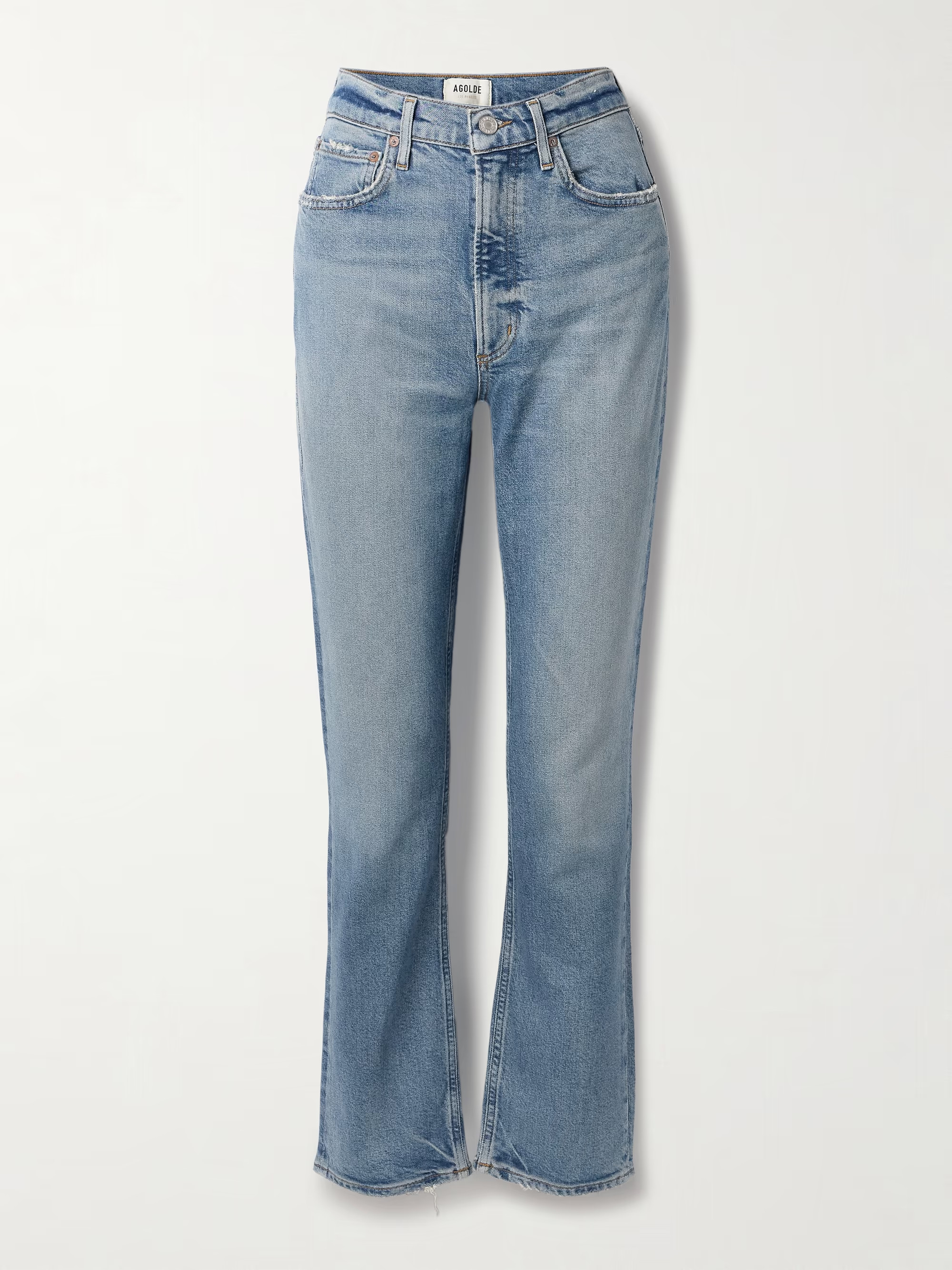 High Rise Stovepipe frayed straight-leg organic jeans | NET-A-PORTER (US)