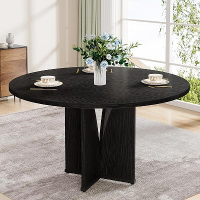 Tribesigns Round Kitchen Table, Wood 39.37" Dining Table for 4 People, Farmhouse Dinner Table for Living Room, Black | Target