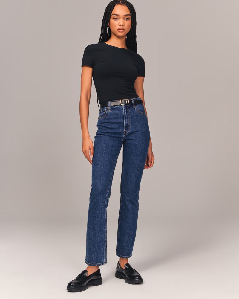 Women's Ultra High Rise Ankle Straight Jean | Women's Bottoms | Abercrombie.com | Abercrombie & Fitch (US)