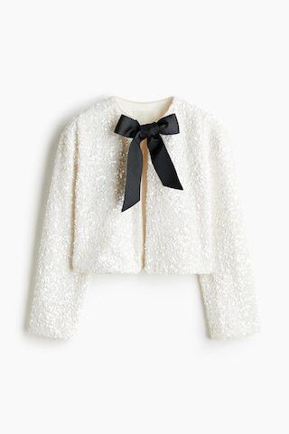 H & M - Tie-Detail Sequined Jacket - Beige | H&M (US + CA)