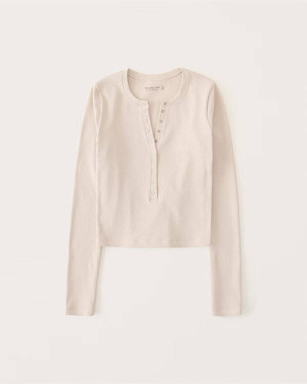 Women's Long-Sleeve Seamless Rib Fabric Henley | Women's Tops | Abercrombie.com | Abercrombie & Fitch (US)