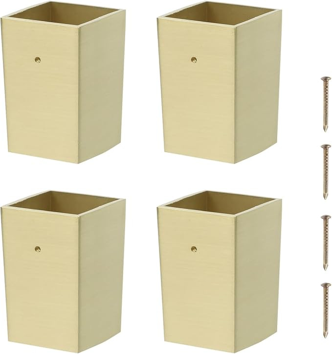 T Tulead 4PCS Table Feet Cover Caps Zinc Alloy Furniture Legs Covers Golden Cabinet Sofa Feet Cap... | Amazon (US)