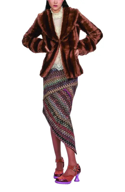 Anna Sui Faux Mink Swing Coat in Caramel at Nordstrom, Size Small | Nordstrom