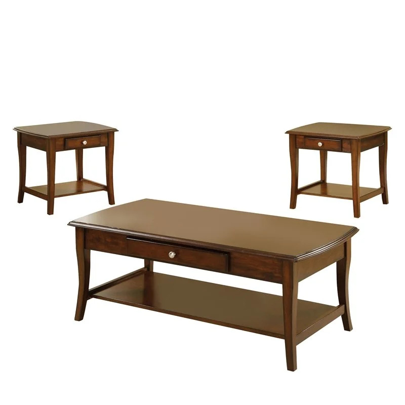 Furniture of America Karisa 3-Piece Wood Coffee Table Set in Dark Oak | Walmart (US)