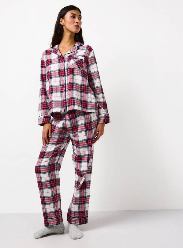 Matching Family Women's Cream Check Printed Traditional Pyjamas 12 | Tu Clothing