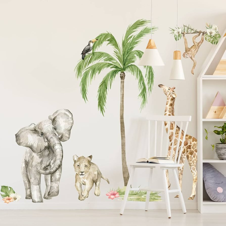 Stickerscape Watercolour Jungle Wall Stickers (Jungle Scene) | Safari Wall Stickers for a Childre... | Amazon (UK)