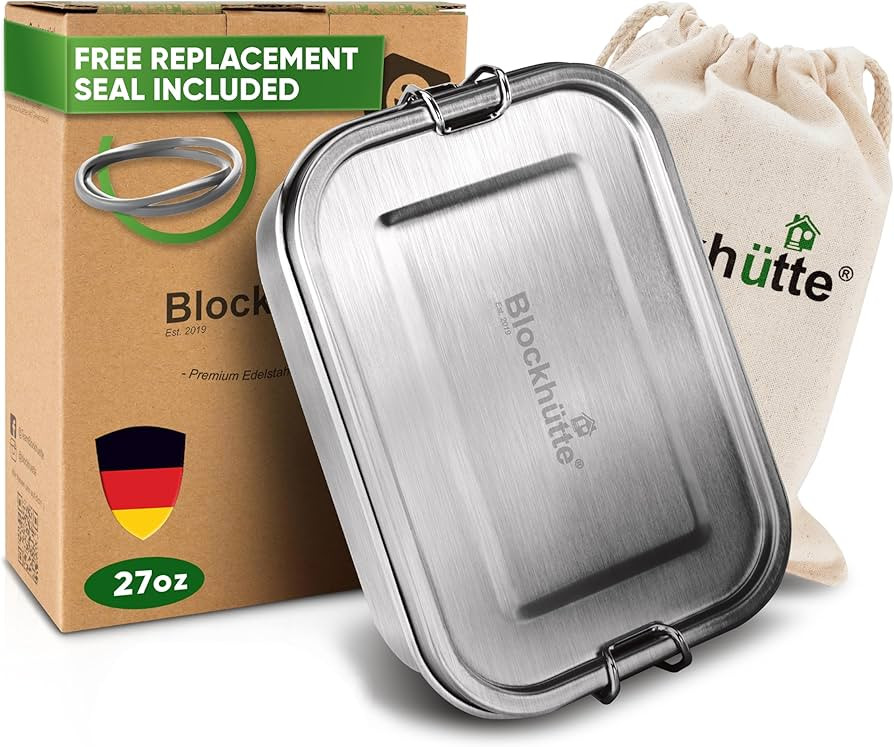 Blockhütte Stainless Steel Lunch Box I 27oz I with free sealing I Bento Box 3 Compartments, Leak... | Amazon (US)