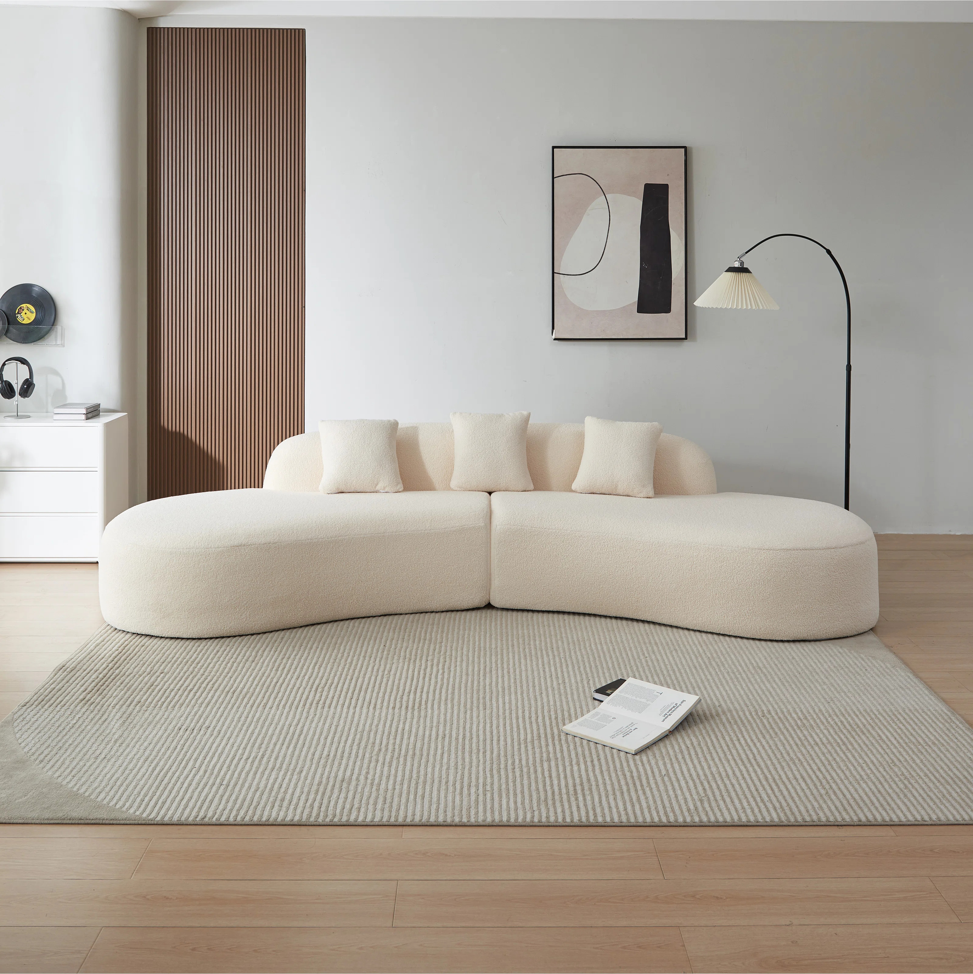 Rissie Modern Curved Sectional Sofa, Sherpa Fabric Couch for Living Room | Wayfair North America