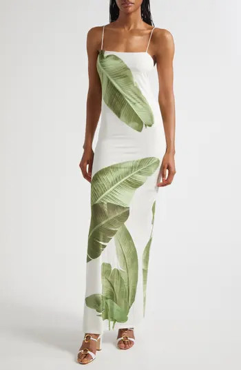 Alice + Olivia Fifi Palm Column Maxi Dress in Jungle Palm Off White at Nordstrom Rack, Size 12 | Nordstrom Rack