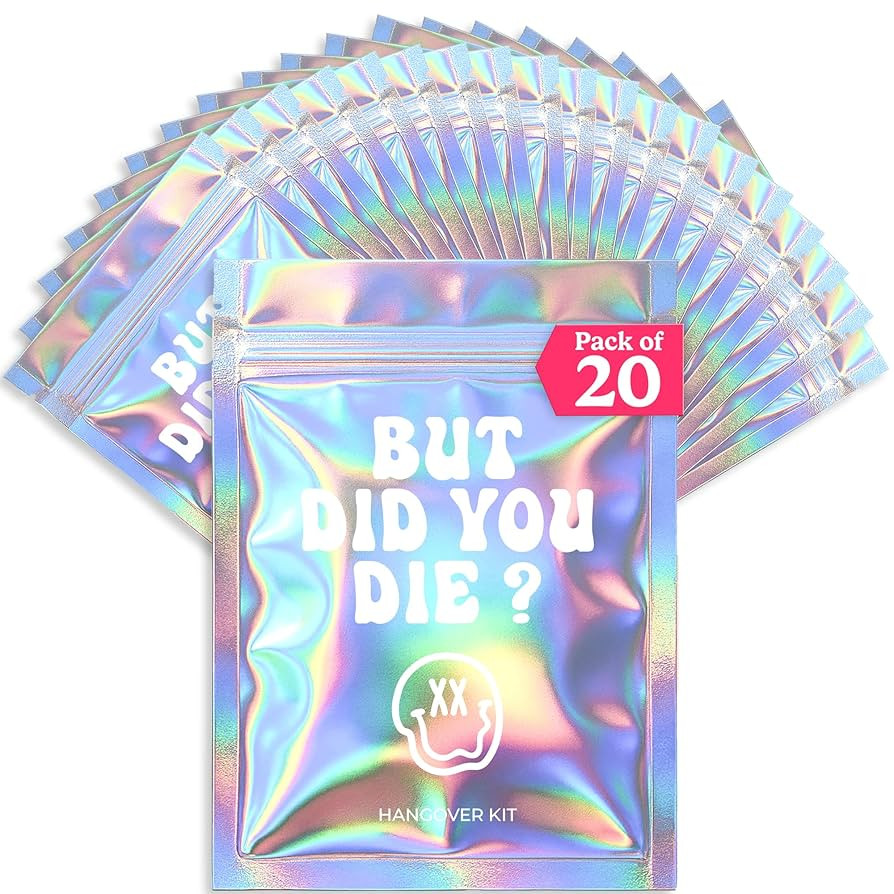 HOUSE OF PARTY Hangover Kit Bags 20 Pcs | (5"x7") Ziplock Storage bags But Did You Die Preprinted... | Amazon (US)