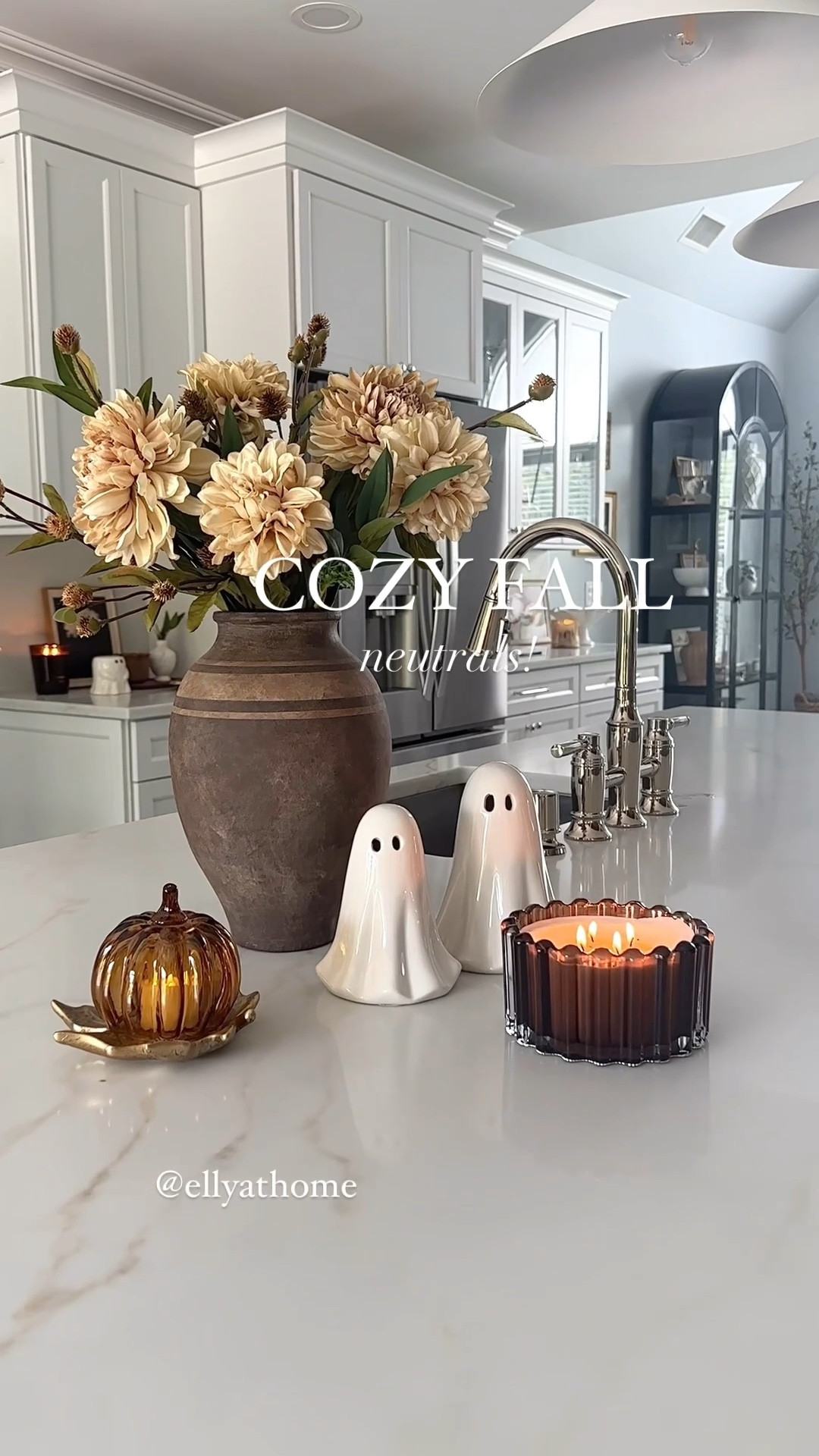 Cozy fall neutrals with favorite vase, candles, ghosts, kitchen pendants, artwork, ruffle bowl, faucet, black display cabinet + more fall home finds! Target, Michaels stores, Pottery Barn, Amazon home. 

#LTKHome #LTKFindsUnder50 #LTKStyleTip