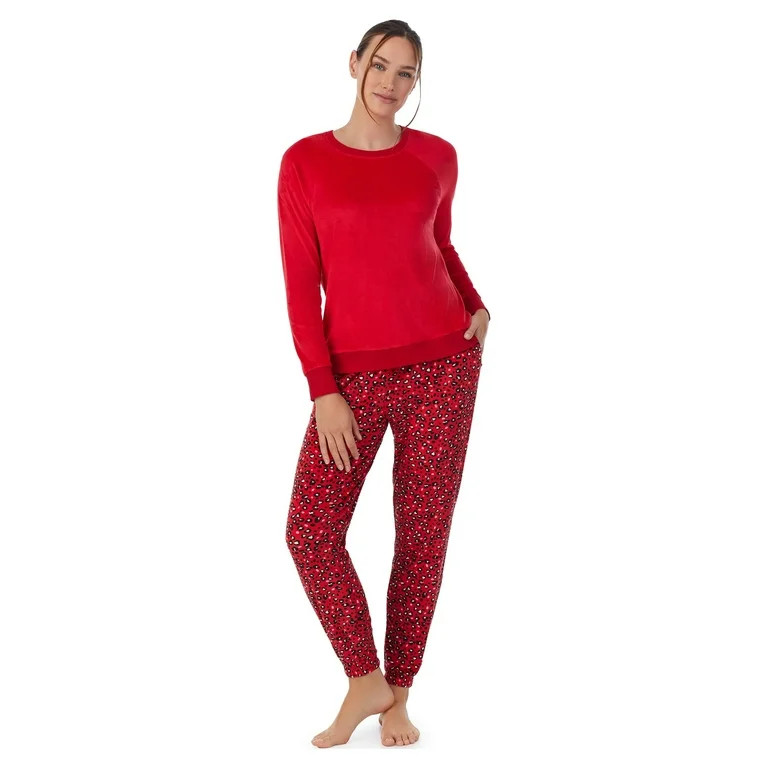 Secret Treasures Women's and Women's Plus 2-piece Stretch Knit Velour Top and Jogger Set | Walmart (US)