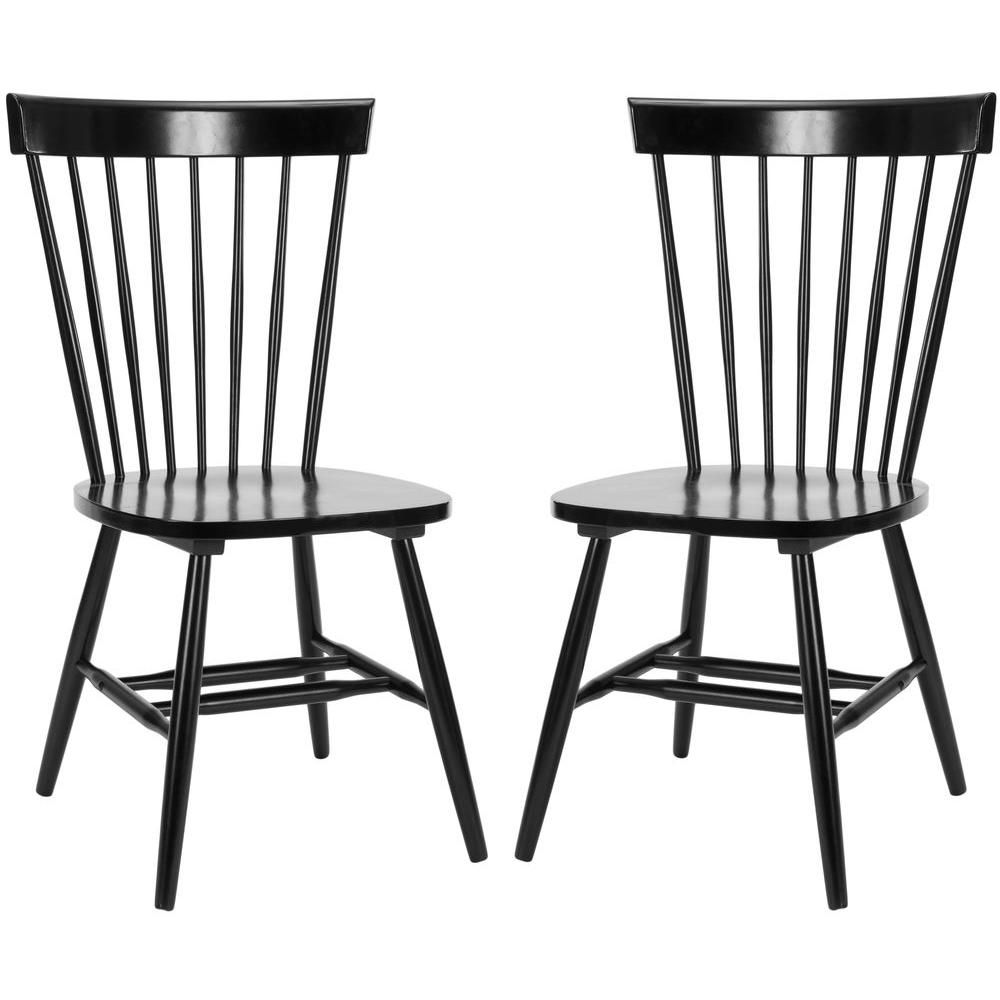 Riley Black Wood Dining Chair (Set of 2) | The Home Depot