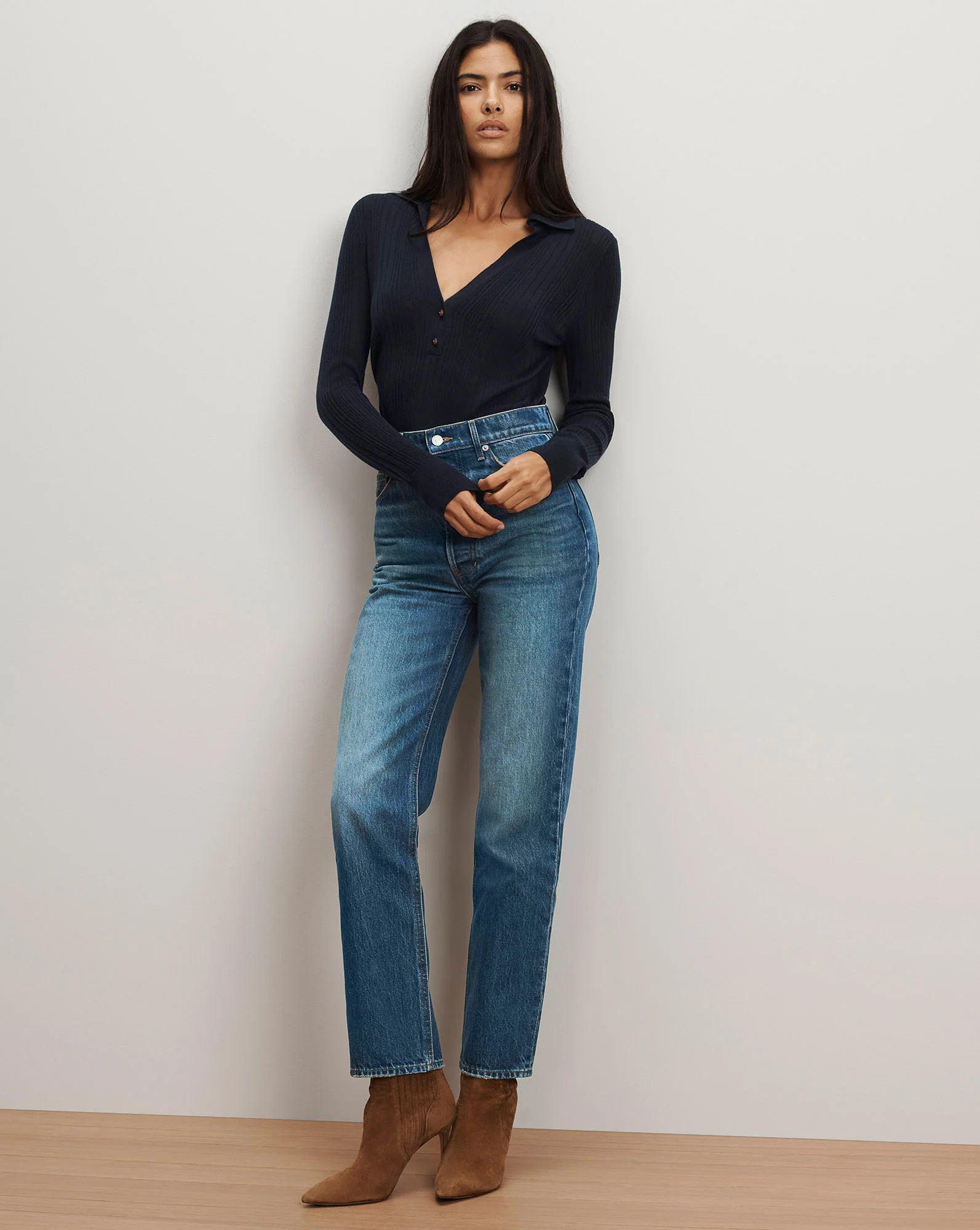 Daniela Straight-Leg Jean in Medium Wash La La Land | Veronica Beard | Veronica Beard
