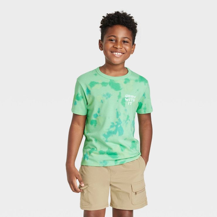 Boys' Short Sleeve Tie-Dye 'Grow With It' Front & Back Graphic T-Shirt - Cat & Jack™ Green | Target