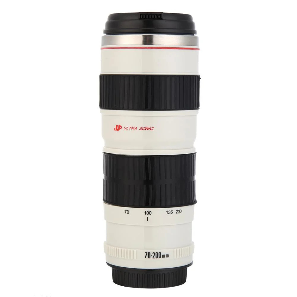 Mojoyce 400mL Camera Lens Shaped Stainless Steel Water Cup Tea Mug with Lid (White) | Walmart (US)