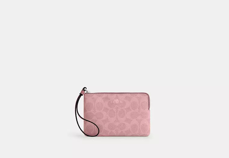 Corner Zip Wristlet In Signature Canvas | Coach Outlet CA