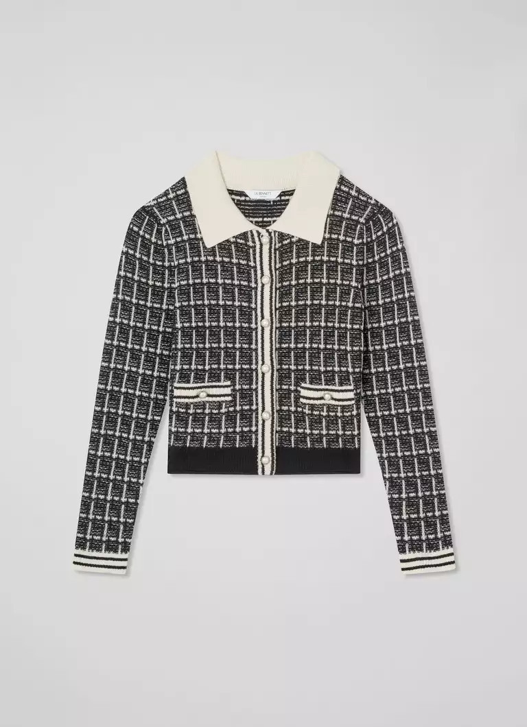 Aliyah Black Multi Mono Knit Collar Jacket | L.K. Bennett (UK)