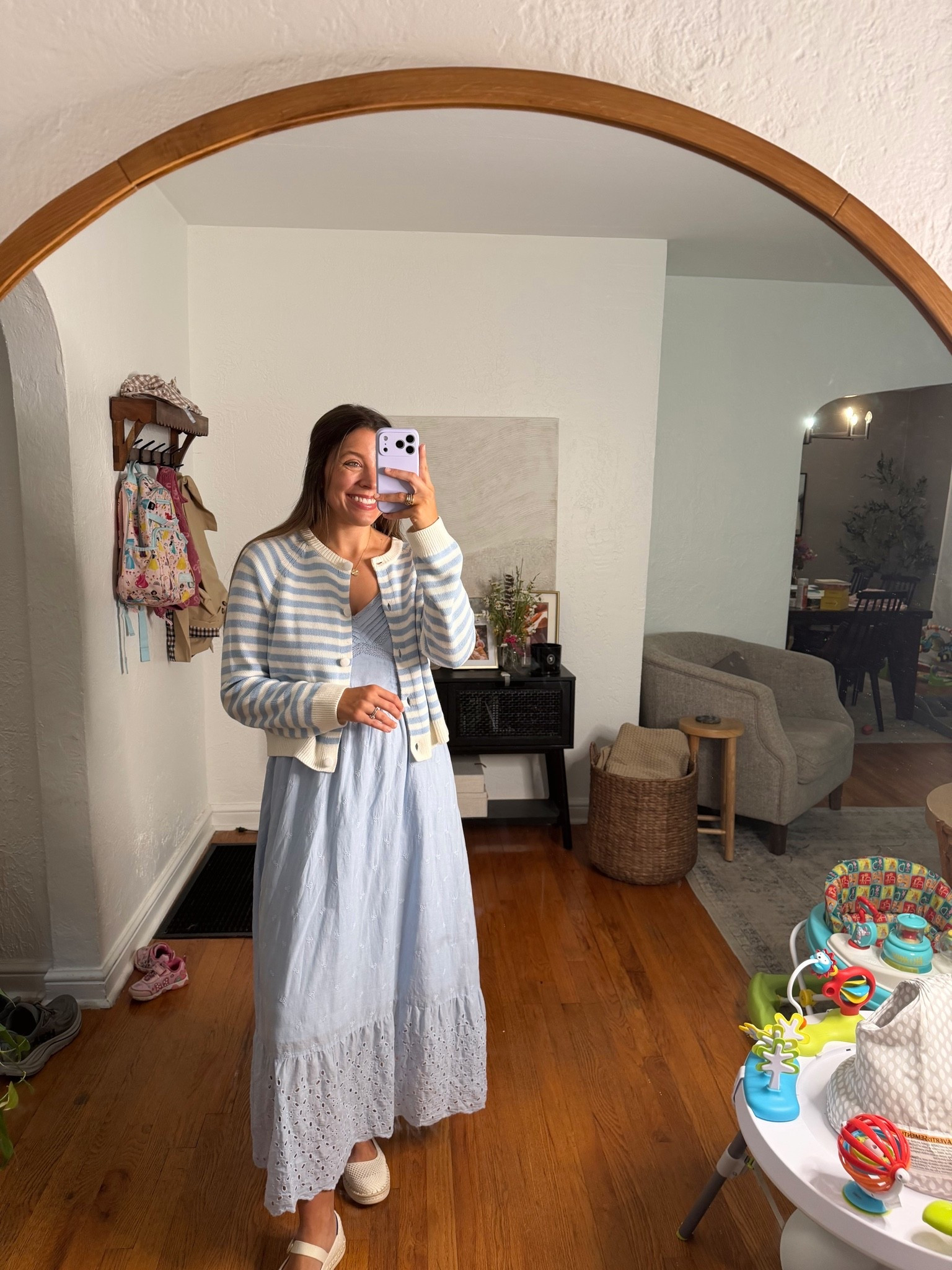 Wearing a M in both the sweater and dress!