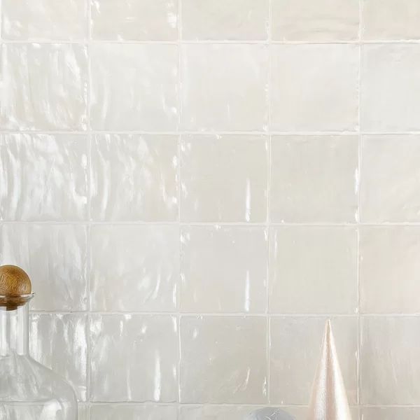 White Amagansett 4" x 4" Straight Edge Ceramic Singular Tile | Wayfair North America