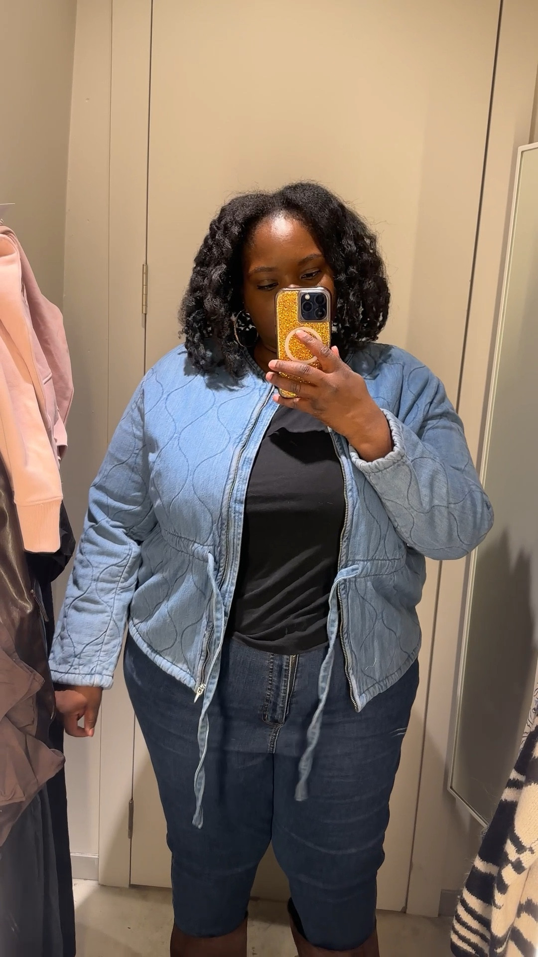 Love this quilted denim drawstring jacket. It’s thick and zips up. It’s suppose to be loose but I’m wearing the XXL and it’s too small for me. 

#LTKOver40 #LTKPlusSize #LTKMidsize