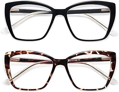 AMOMOMA Trendy TR90 Oversized Blue Light Reading Glasses Women,Stylish Square Cat Eye Glasses AM6... | Amazon (US)