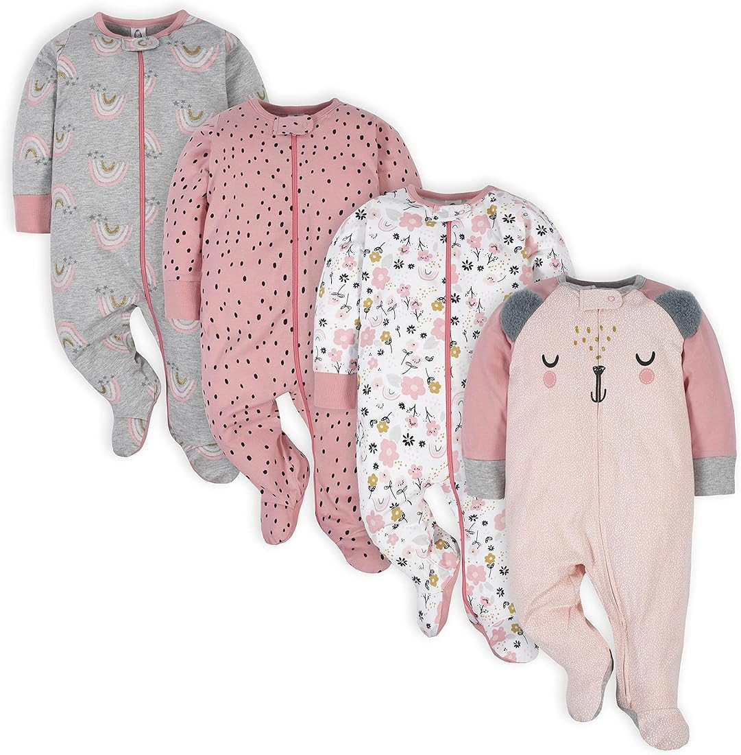 Gerber Baby Girls' 4 Pack Sleep 'N Play Footie | Amazon (US)