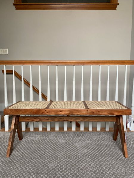 Rattan and wood bench from Home Goods. Affordable and stunning, on trend piece at a very competitive price point! I snagged this beauty immediately. Even more beautiful in person!!

#LTKhome