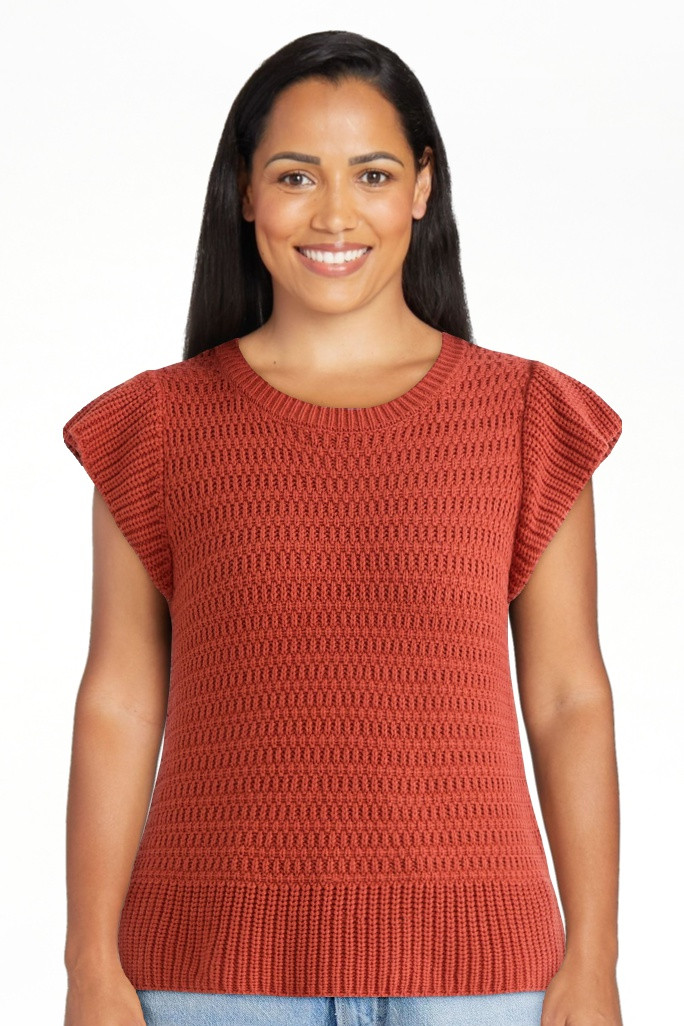 Time and Tru Women's Flutter Sleeve Sweater, Lightweight, Sizes XS-XXXL - Walmart.com | Walmart (US)