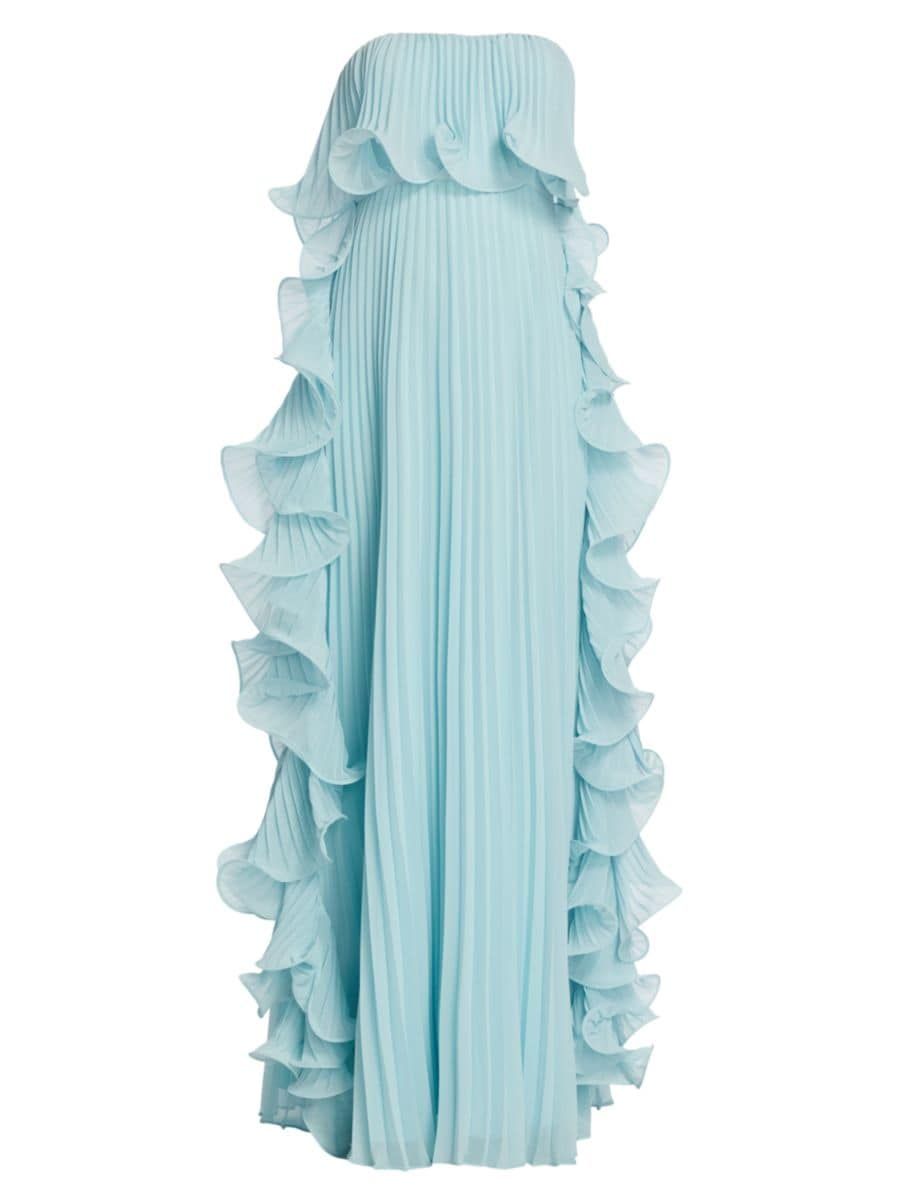 Badgley Mischka Strapless Pleated Ruffle Gown | Saks Fifth Avenue