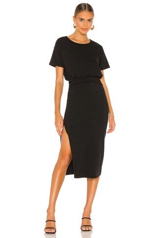 Lovers and Friends Easy Ruched Midi Dress in Black from Revolve.com | Revolve Clothing (Global)