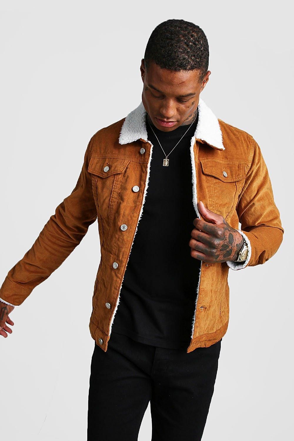 Corduroy Jacket With Borg Collar | boohooMAN (US & CA)