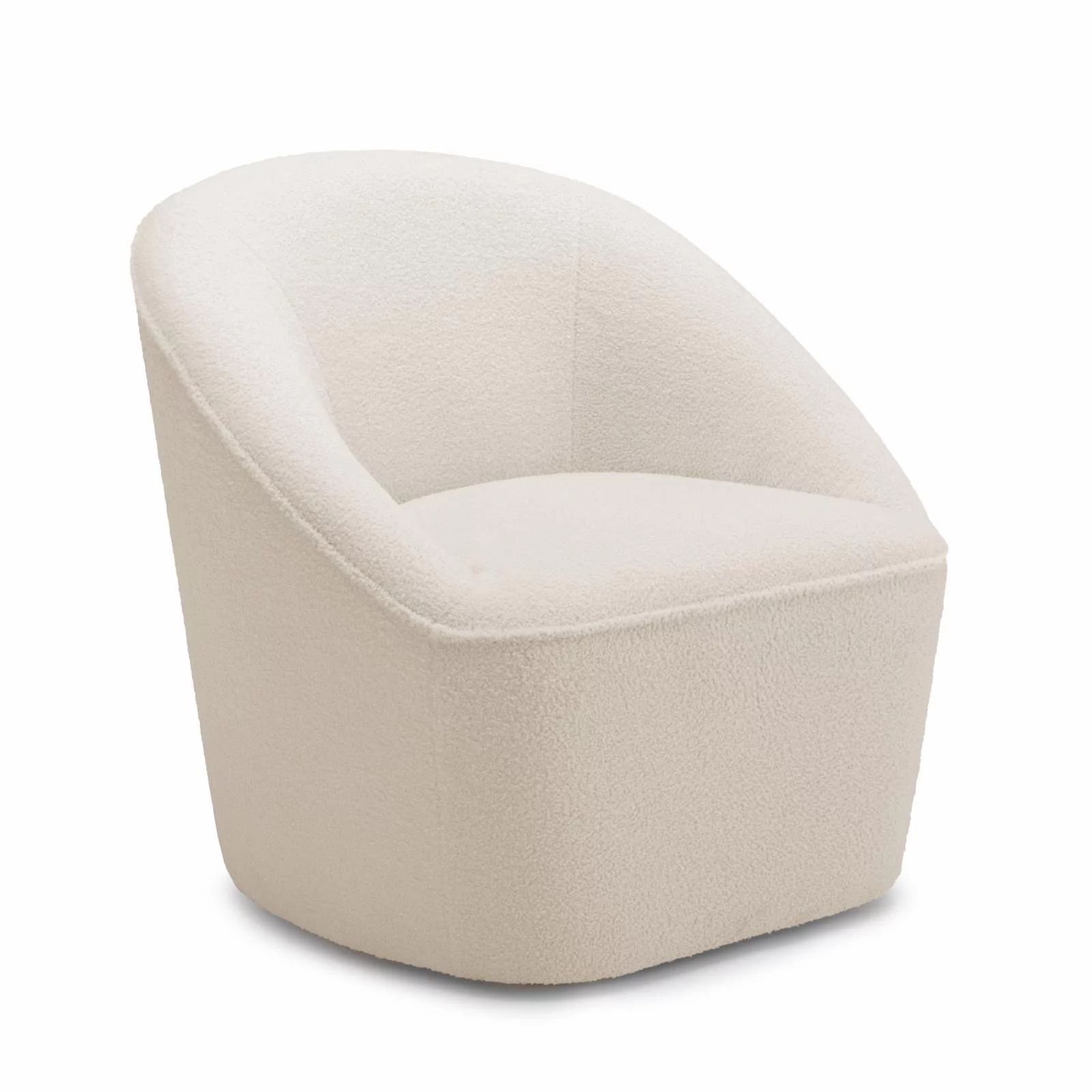Andria Milky White Textured Polyester Boucle Fabric Swivel Accent Chair | Walmart (US)