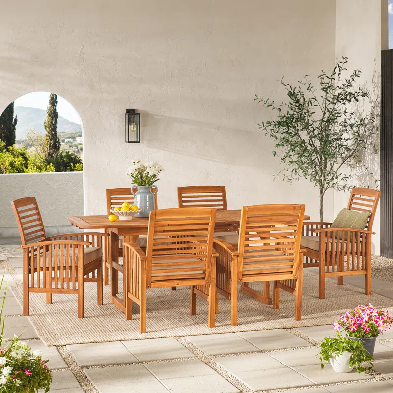 Anje Rectangular 6 - Person 55" Long Acacia Dining Set with Cushions | Wayfair North America