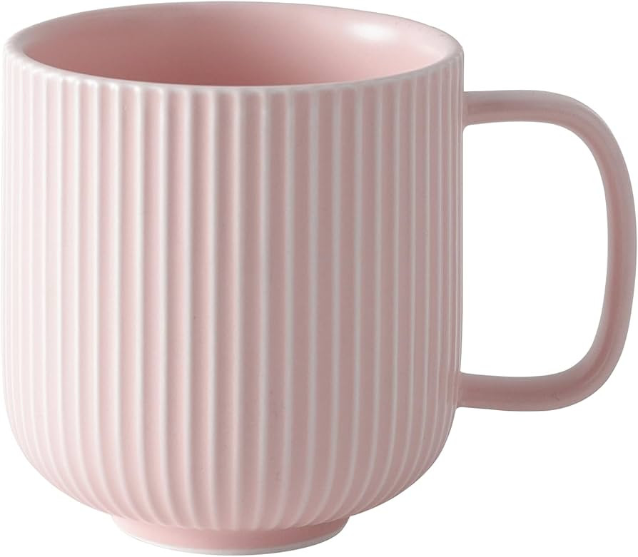 Nordic Style Mug, Vertical Striped Matte Glaze, 350ml 12oz (Pink) | Amazon (US)