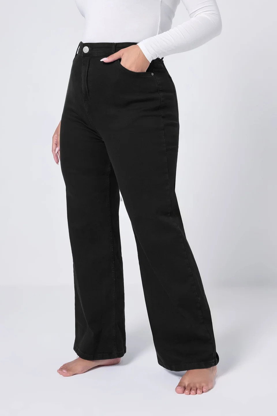 Yours Curve Black Wide Leg Denim Jeans | Matalan (UK)