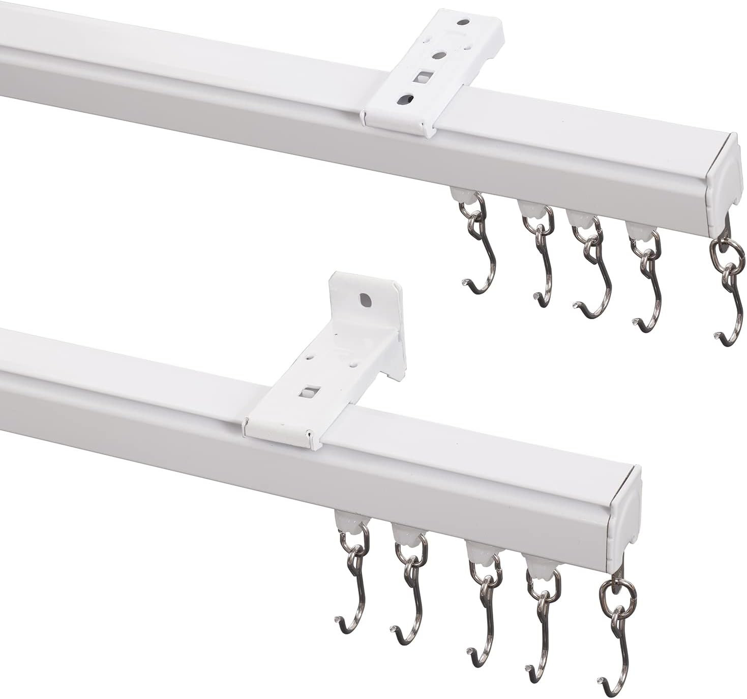 TWOPAGES Aluminum Ceiling Curtain Track with Hooks, White, 3ft-6ft | Amazon (US)