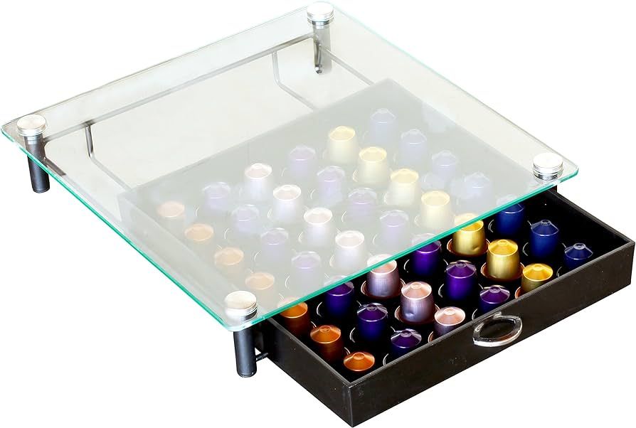 DecoBrothers Crystal Tempered Glass Original Pod Holder Drawer, 42 Nespresso Capsule Organizer | Amazon (US)