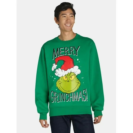 Dr. Seuss Men s & Big Men s The Grinch Smiley Graphic Sweatshirt Sizes XS-3XL | Walmart (US)