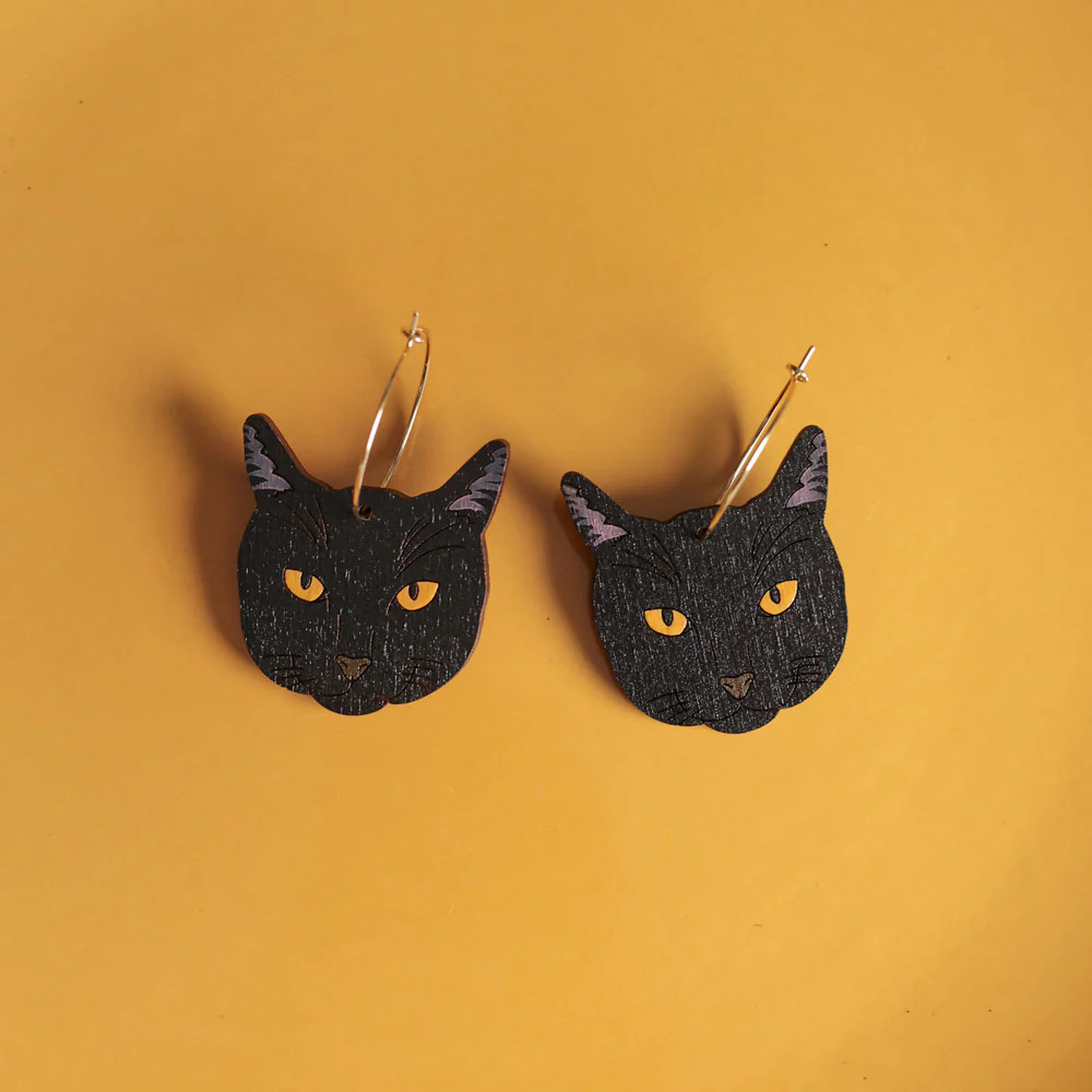 Black Cat Hoop Earrings | Le Chic Miami