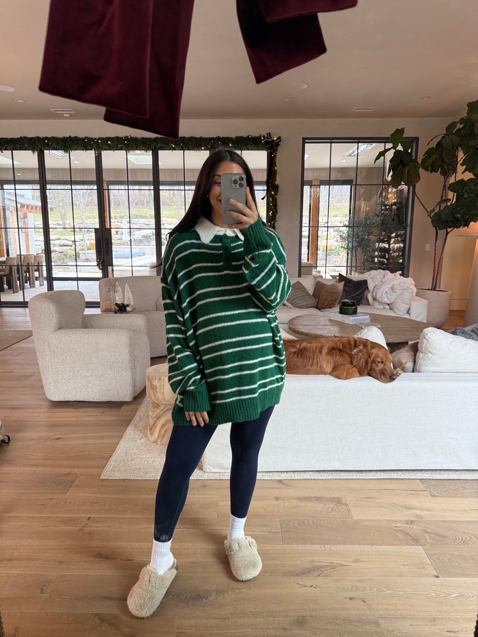Amazon striped sweater outfit idea✨🫶🏽 

sweater: medium 
leggings: medium 

Amazon, Amazon style, Amazon fashion, leggings, house shoes, slippers, casual style, Nashville, mom of 3, bump friendly, Dede Raad, dress up buttercup

#LTKootd #LTKFindsUnder100 #LTKFindsUnder50