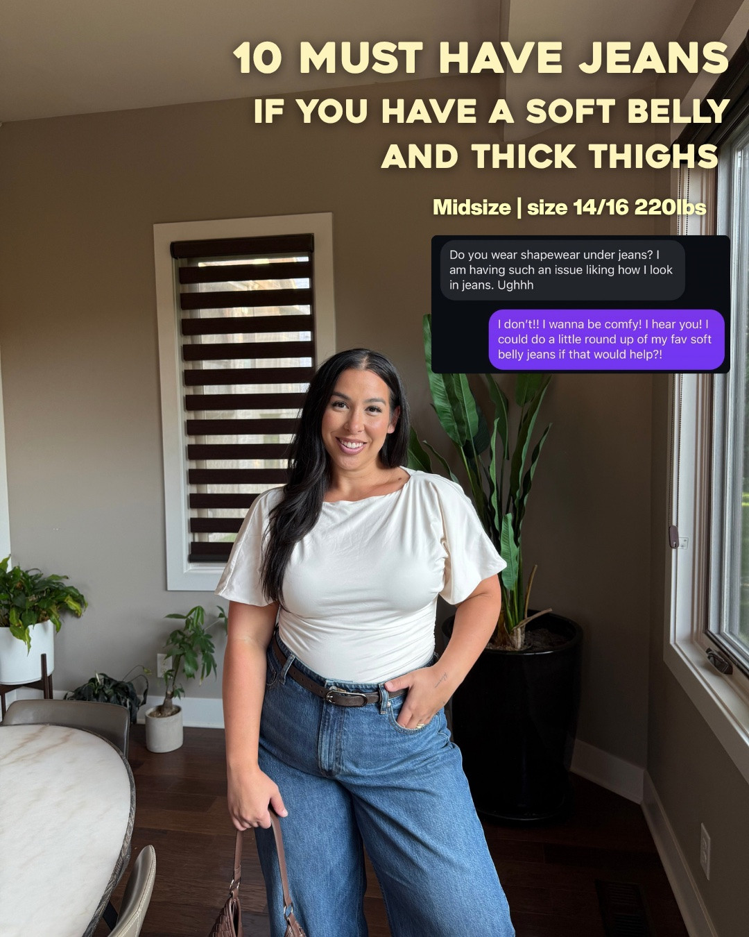 Here are my top 10 must have jeans if you have a soft belly and thick thighs! Wearing 33 long in Abercrombie and XL in all other styles. Midsize, midsize fashion, denim, jeans

#LTKMidsize #LTKootd
