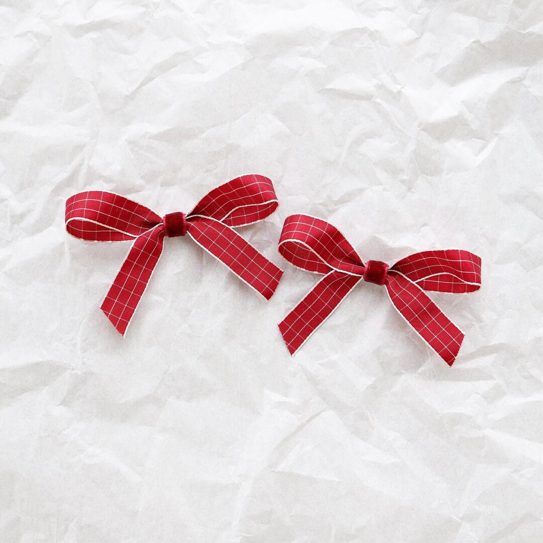 Red Christmas Plaid Pigtail Bows, Red Christmas Bows, Toddler Pigtail Bows, Red Ribbon Bows, Red ... | Etsy (US)
