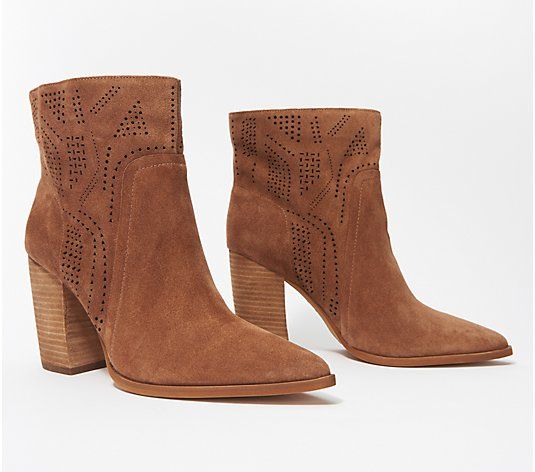 Vince Camuto Leather Perforated Ankle Boots - Catheryna | QVC