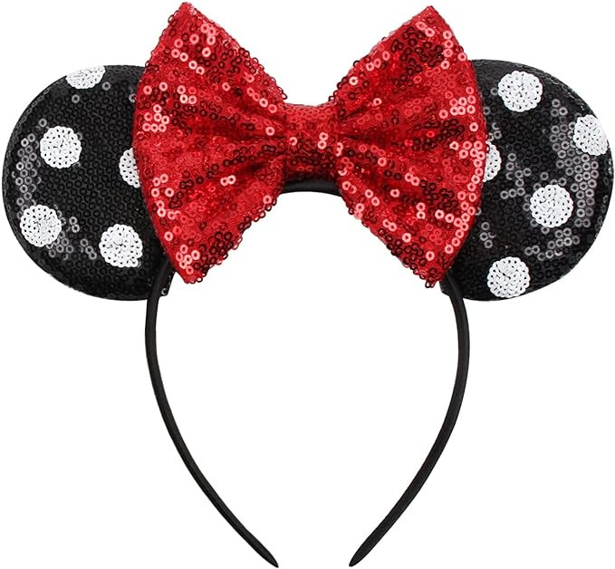 Sequins Mouse Ears Headband With Glitter Bow Cosplay Costumes Princess Party Decorations For Girl... | Amazon (US)